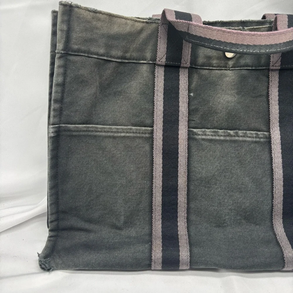 Authentic Hermès Fourre PM Canvas Navy & Grey Mini Tote Bag - Picture 2 of 6